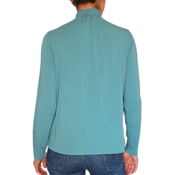 Sahalie Turtleneck Long Sleeve Blouse Large Blue - Picture 3 of 5